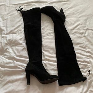 Stuart Weitzman Black Highland Suede OTK Boot 8.5